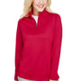 Harriton Womens Advantage Performance Moisture Wicking 1/4 Zip Sweatshirt - Red