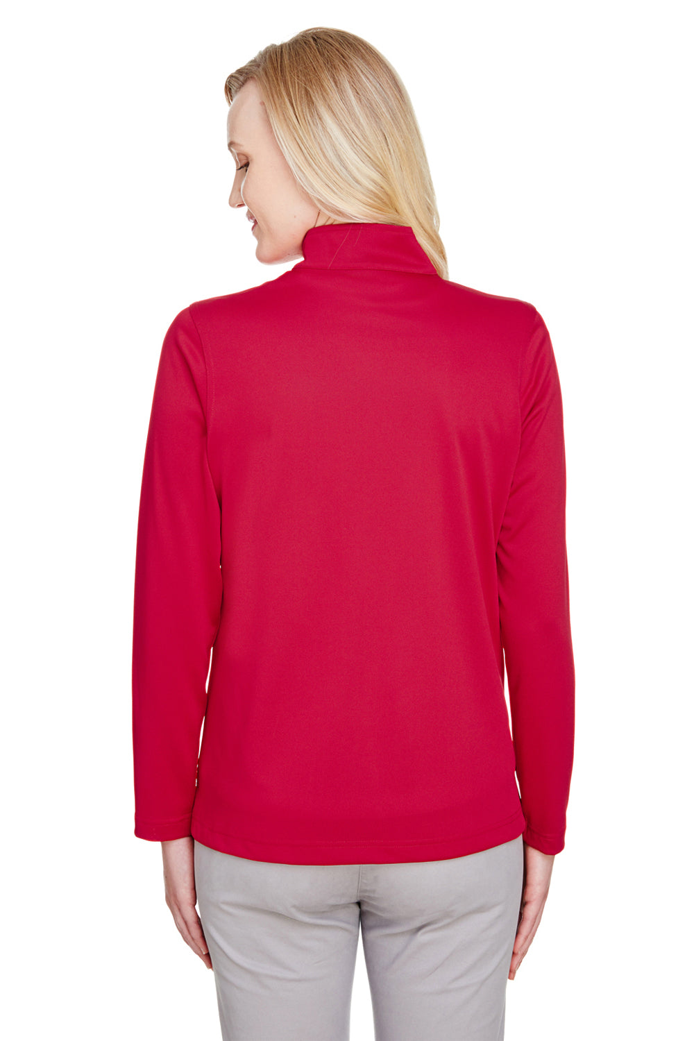 Harriton M748W Womens Advantage Performance Moisture Wicking 1/4 Zip Sweatshirt Red Back