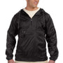 Harriton Mens Packable Wind & Water Resistant 1/4 Zip Hooded Jacket - Black