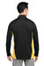 Harriton M786 Mens Flash Performance Moisture Wicking Colorblock 1/4 Zip Sweatshirt Black/Sunray Yellow Back