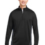 Harriton Mens Flash Performance Moisture Wicking Colorblock 1/4 Zip Sweatshirt - Black/Dark Charcoal Grey