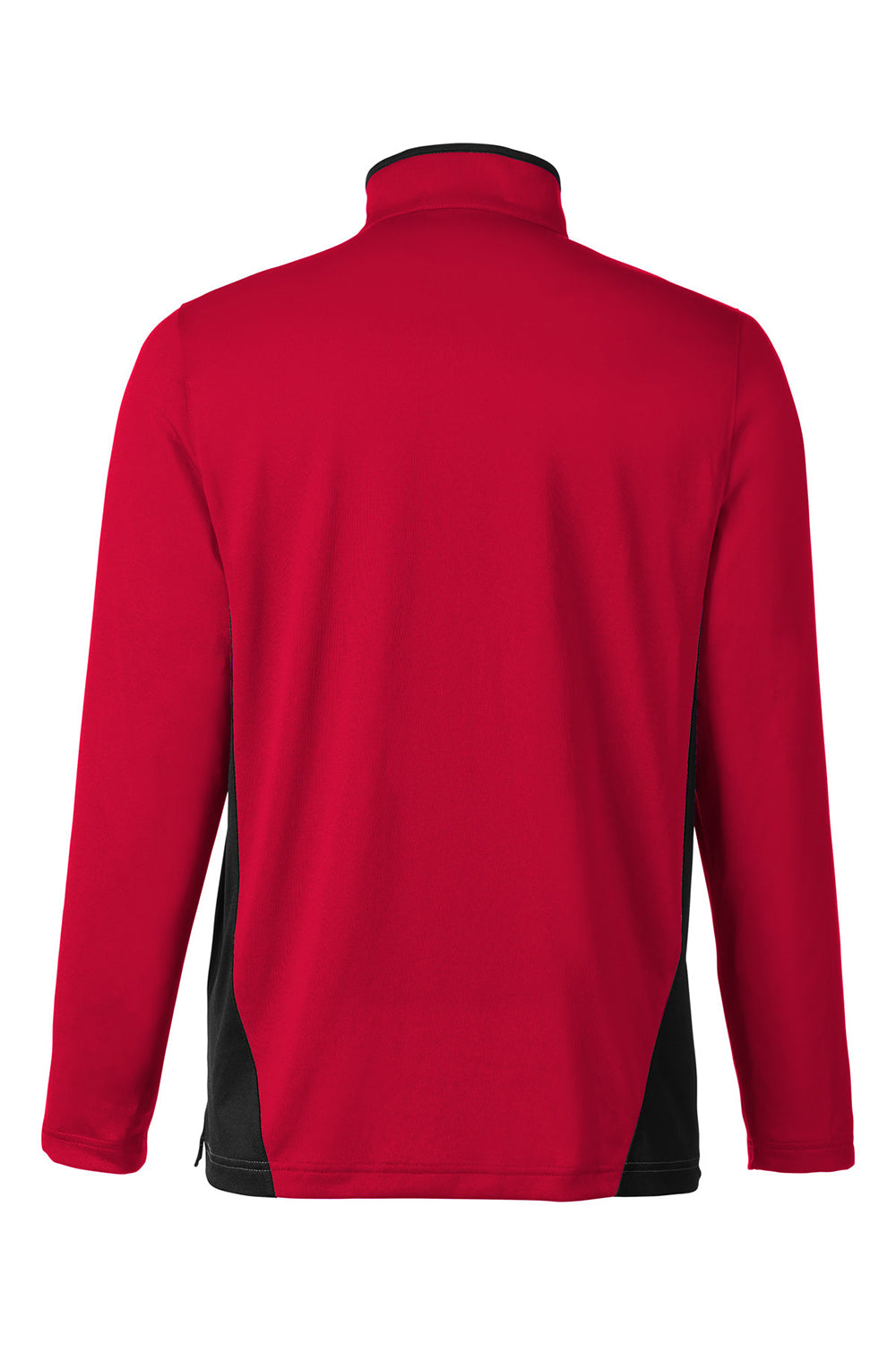 Harriton M786 Mens Flash Performance Moisture Wicking Colorblock 1/4 Zip Sweatshirt Red/Black Flat Back