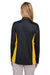 Harriton M786W Womens Flash Performance Moisture Wicking Colorblock 1/4 Zip Sweatshirt Black/Sunray Yellow Back