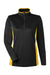 Harriton M786W Womens Flash Performance Moisture Wicking Colorblock 1/4 Zip Sweatshirt Black/Sunray Yellow Flat Front
