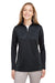 Harriton M786W Womens Flash Performance Moisture Wicking Colorblock 1/4 Zip Sweatshirt Black/Dark Charcoal Grey Front