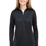 Harriton Womens Flash Performance Moisture Wicking Colorblock 1/4 Zip Sweatshirt - Black/Dark Charcoal Grey - NEW