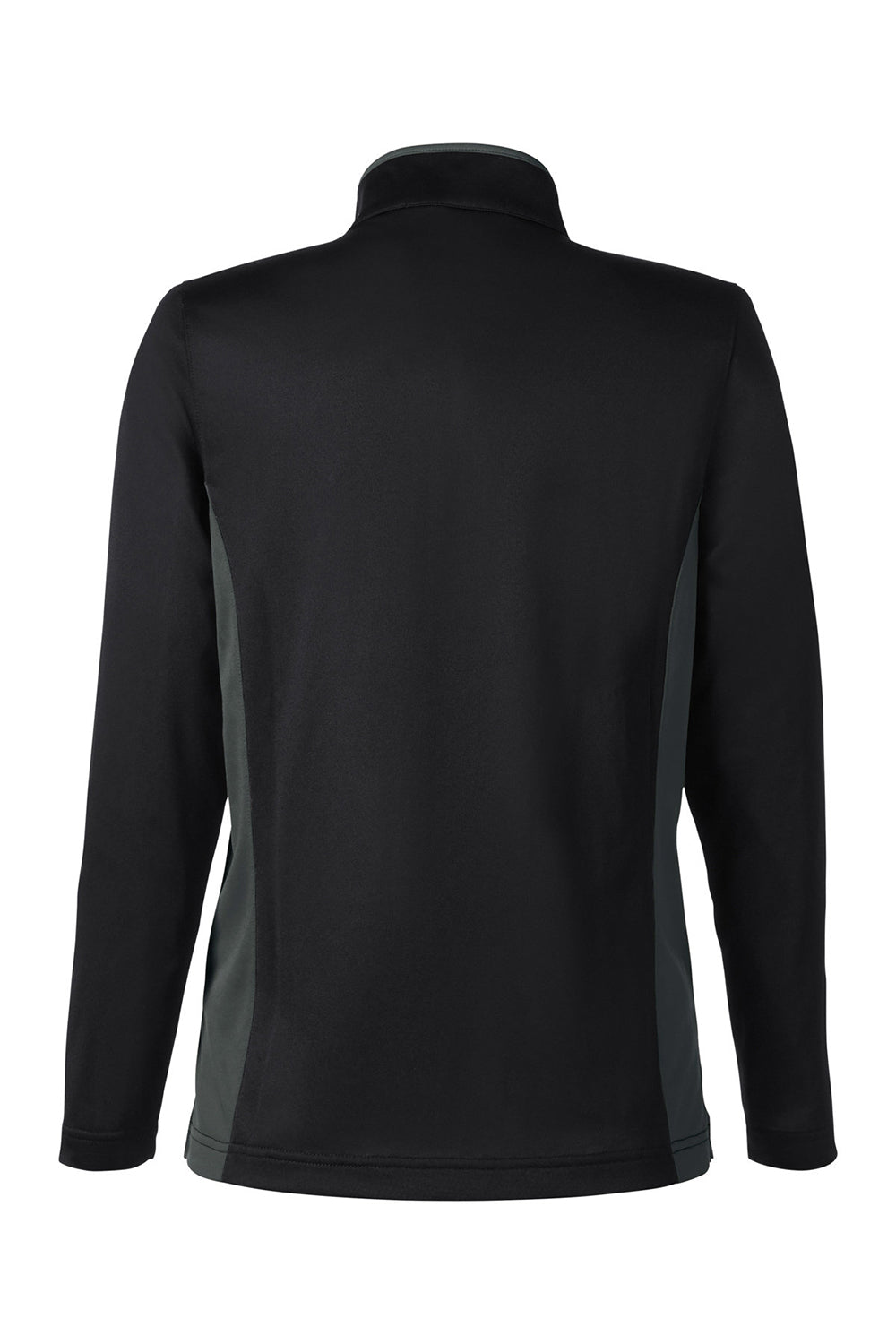 Harriton M786W Womens Flash Performance Moisture Wicking Colorblock 1/4 Zip Sweatshirt Black/Dark Charcoal Grey Flat Back