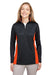 Harriton M786W Womens Flash Performance Moisture Wicking Colorblock 1/4 Zip Sweatshirt Black/Team Orange Front