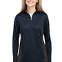 Harriton Womens Flash Performance Moisture Wicking Colorblock 1/4 Zip Sweatshirt - Dark Navy Blue/Dark Charcoal Grey - NEW