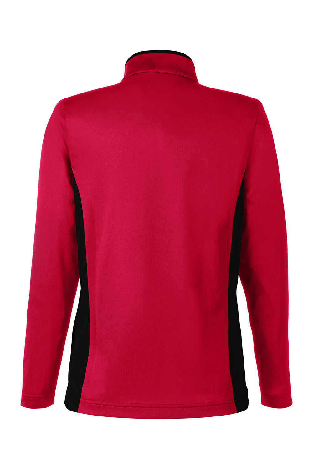 Harriton M786W Womens Flash Performance Moisture Wicking Colorblock 1/4 Zip Sweatshirt Red/Black Flat Back