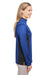 Harriton M786W Womens Flash Performance Moisture Wicking Colorblock 1/4 Zip Sweatshirt True Royal Blue/Black Side