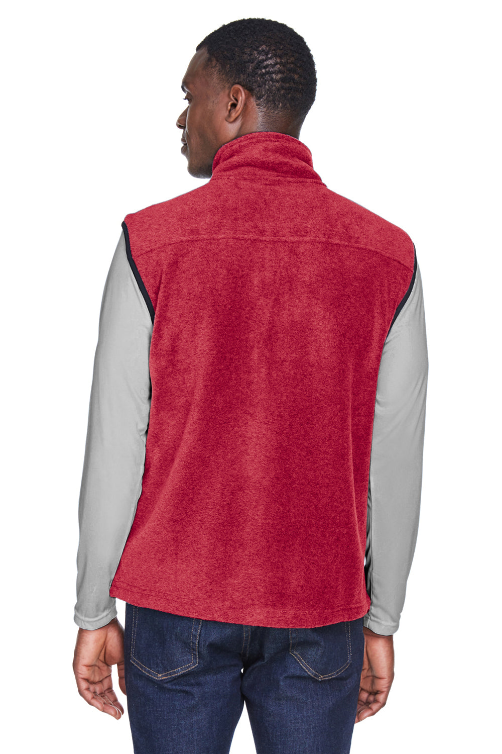 Harriton M985 Mens Full Zip Fleece Vest Red Back