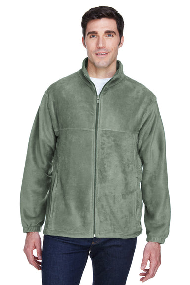 Harriton M990 Mens Full Zip Fleece Jacket Dill Green Front