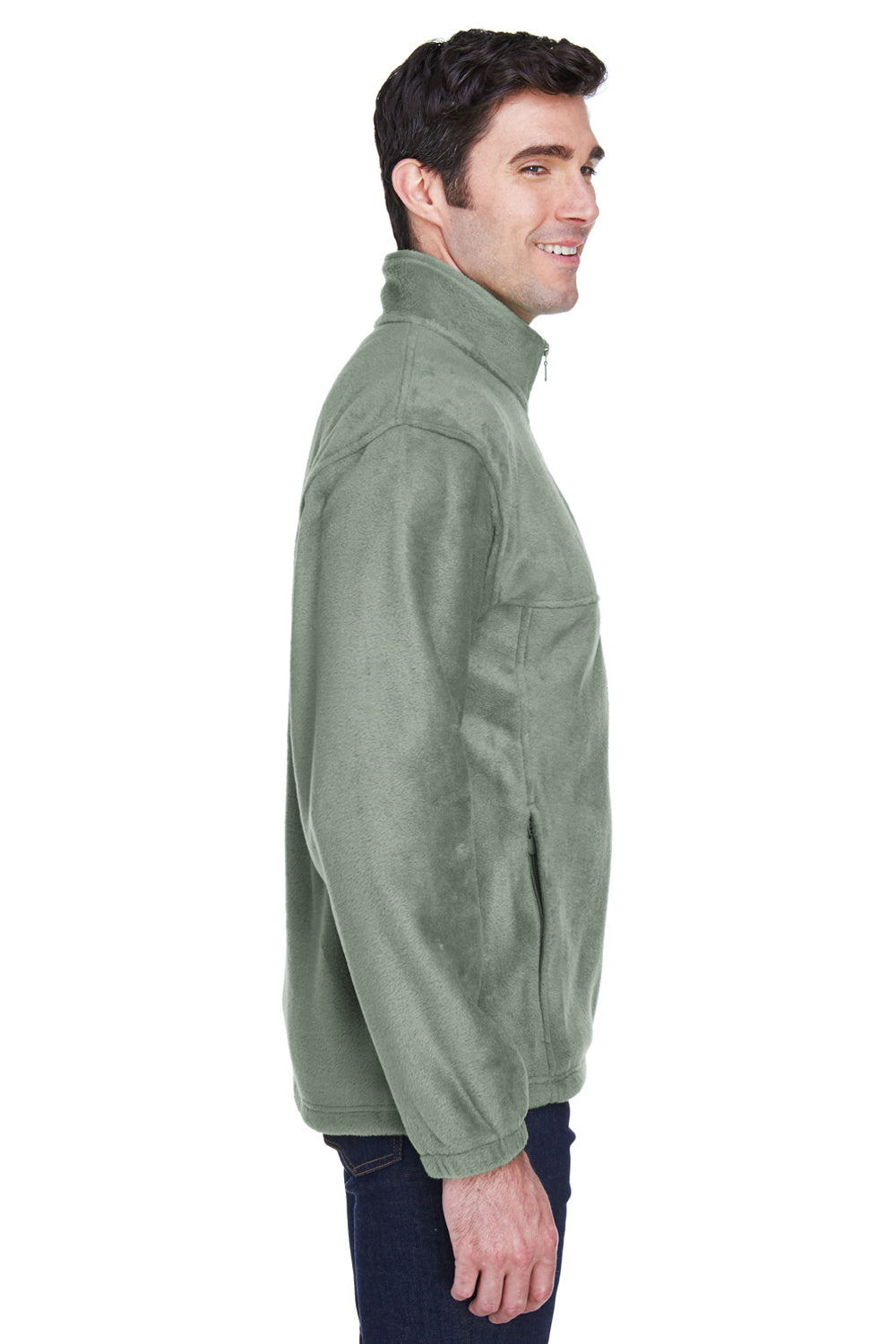Harriton M990 Mens Full Zip Fleece Jacket Dill Green Side