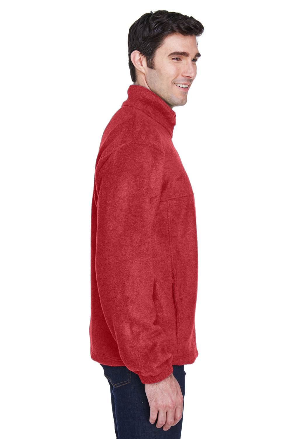 Harriton M990 Mens Full Zip Fleece Jacket Red Side