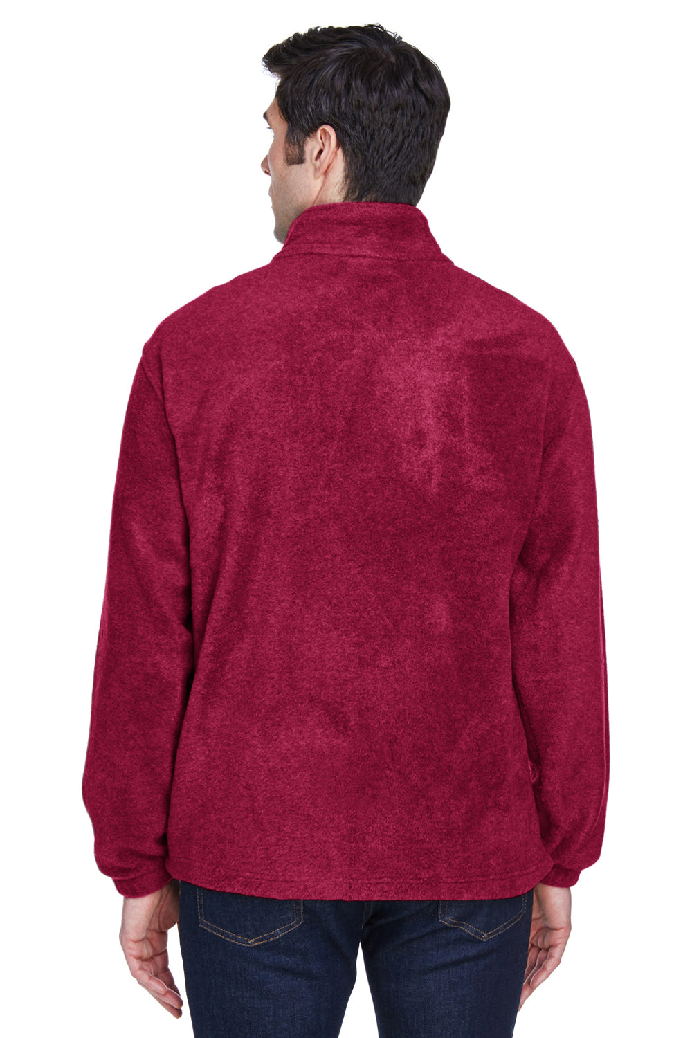 Harriton M990 Mens Full Zip Fleece Jacket Wine Red Back