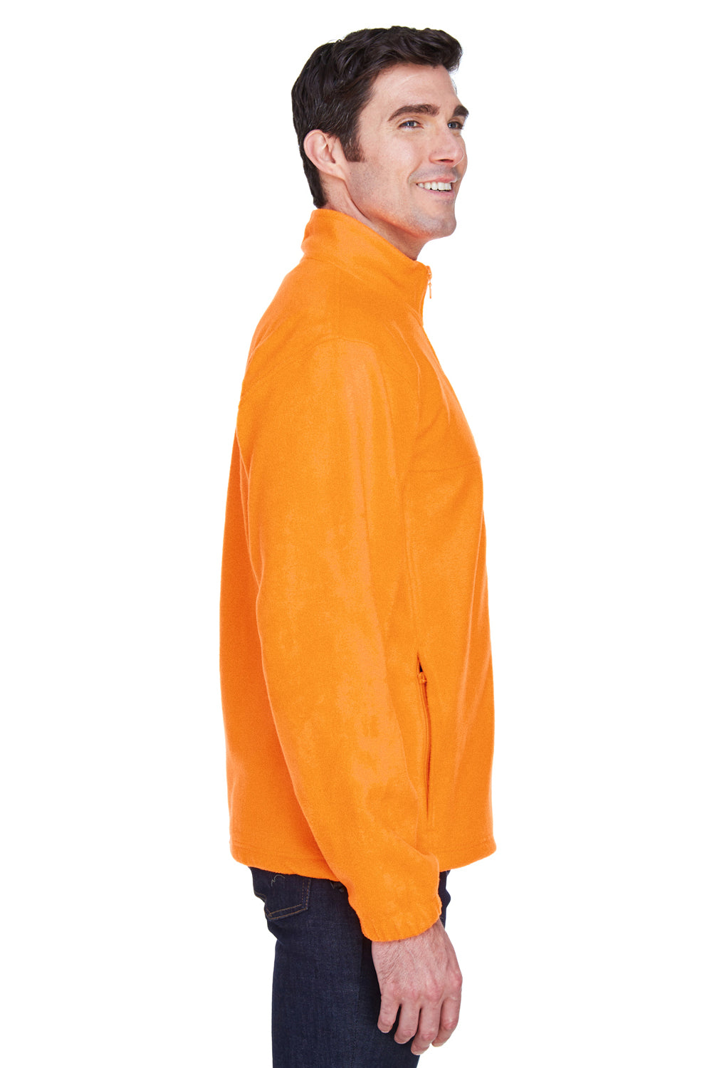 Harriton M990 Mens Full Zip Fleece Jacket Safety Orange Side