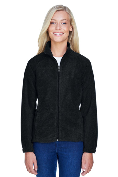 Harriton M990W Womens Full Zip Fleece Jacket Black Front