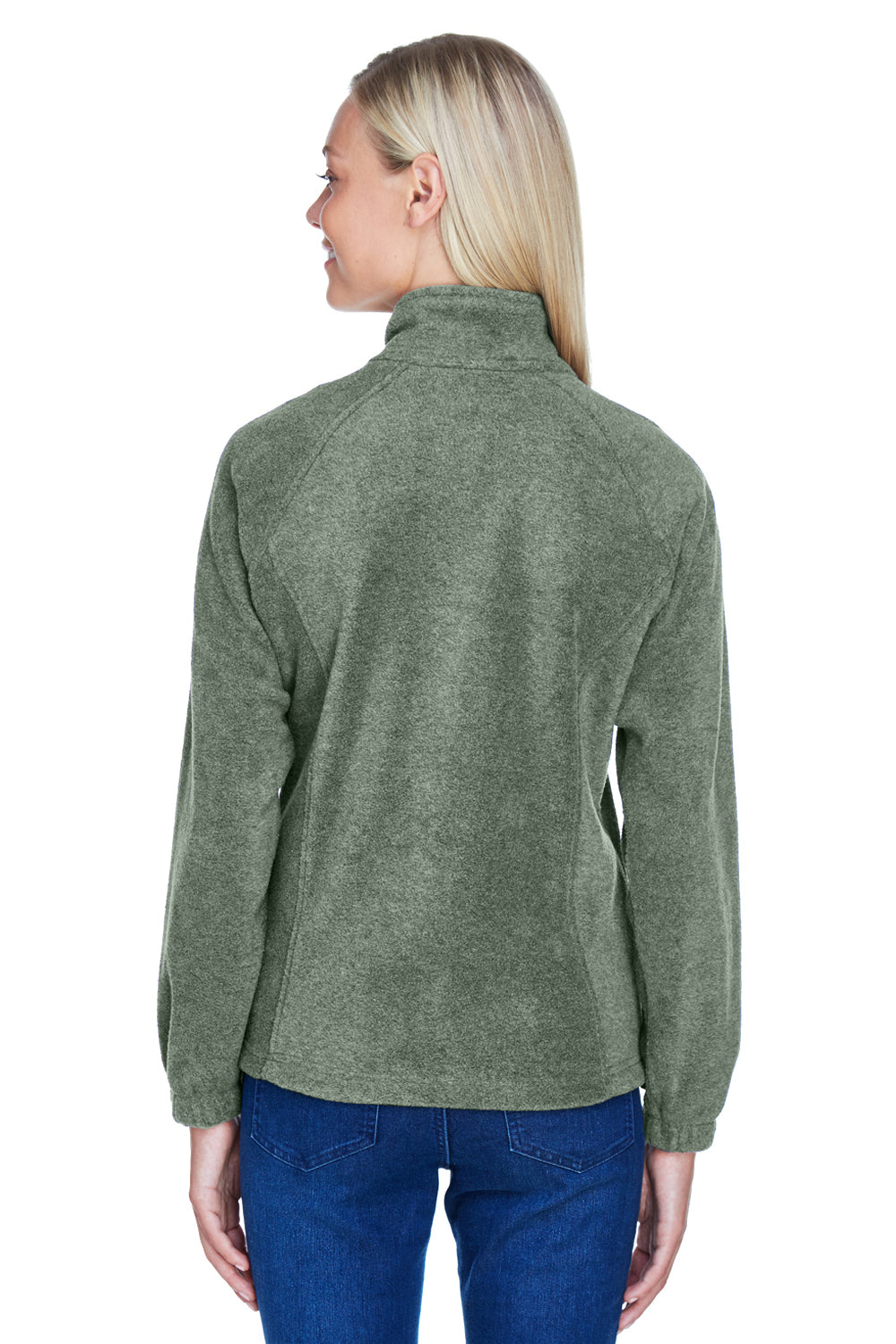 Harriton M990W Womens Full Zip Fleece Jacket Dill Green Back