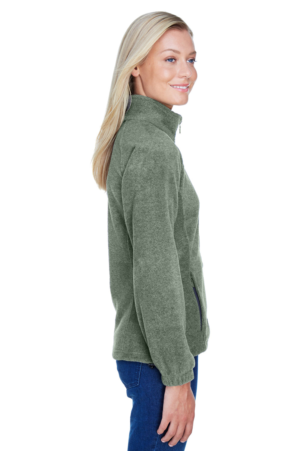 Harriton M990W Womens Full Zip Fleece Jacket Dill Green Side