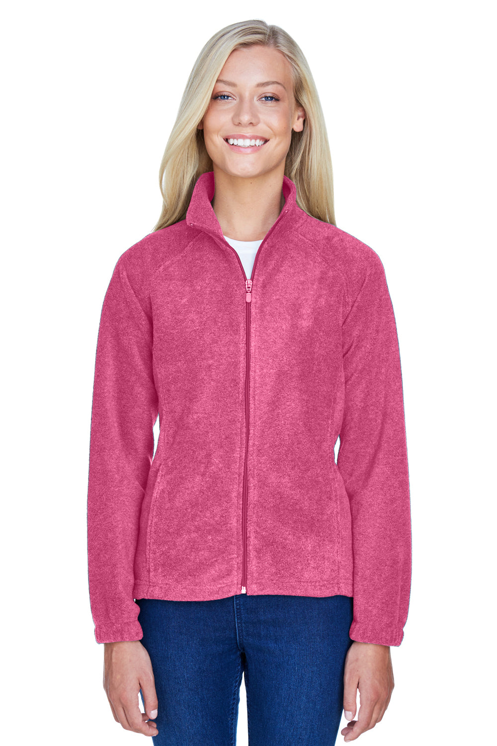 Harriton M990W Womens Full Zip Fleece Jacket Charity Pink Front