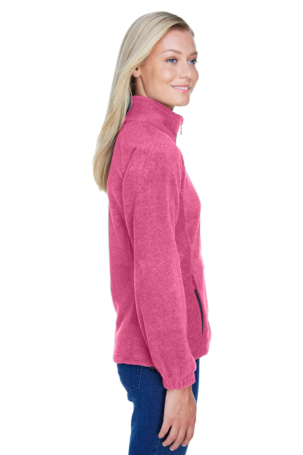 Harriton M990W Womens Full Zip Fleece Jacket Charity Pink Side