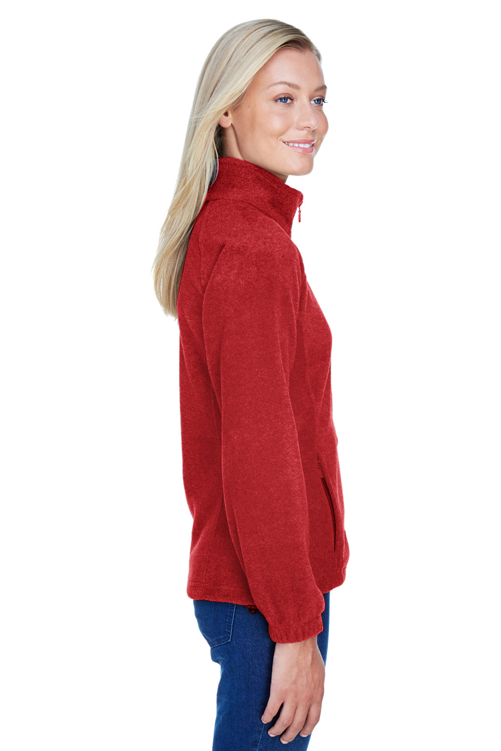 Harriton M990W Womens Full Zip Fleece Jacket Red Side