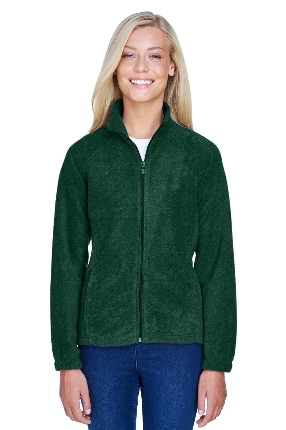 Harriton M990W Womens Full Zip Fleece Jacket Hunter Green Front