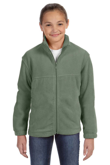Harriton M990Y Youth Full Zip Fleece Jacket Dill Green Front
