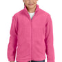 Harriton Youth Pill Resistant Fleece Full Zip Jacket - Charity Pink