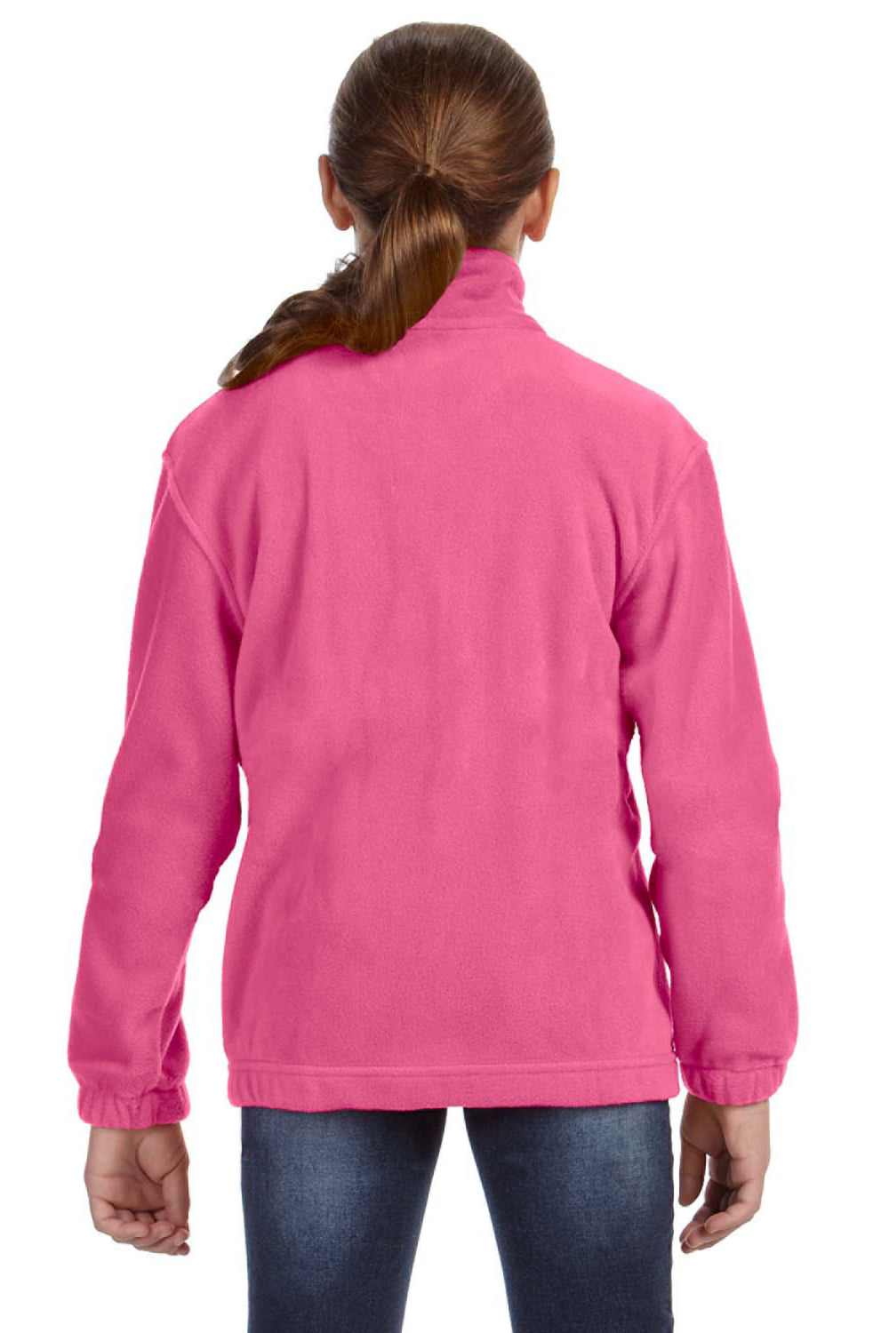 Harriton M990Y Youth Full Zip Fleece Jacket Charity Pink Back