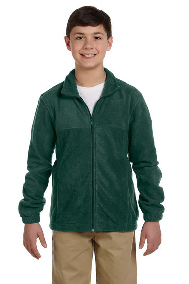 Harriton M990Y Youth Full Zip Fleece Jacket Hunter Green Front