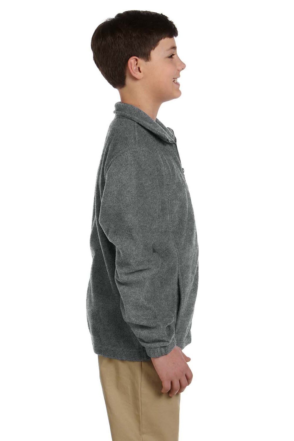 Harriton M990Y Youth Full Zip Fleece Jacket Charcoal Grey Side