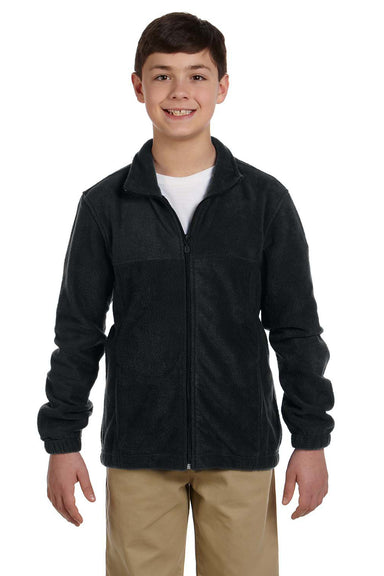 Harriton M990Y Youth Full Zip Fleece Jacket Black Front