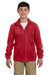 Harriton M990Y Youth Full Zip Fleece Jacket Red Front