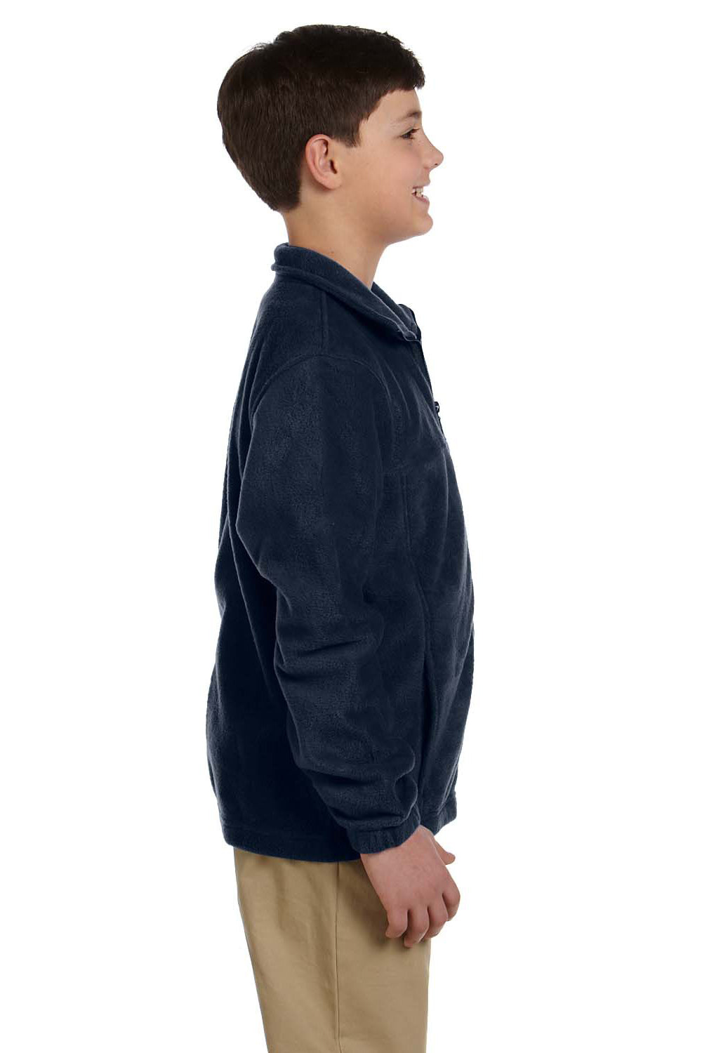Harriton M990Y Youth Full Zip Fleece Jacket Navy Blue Side