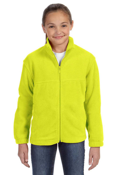 Harriton M990Y Youth Full Zip Fleece Jacket Safety Yellow Front