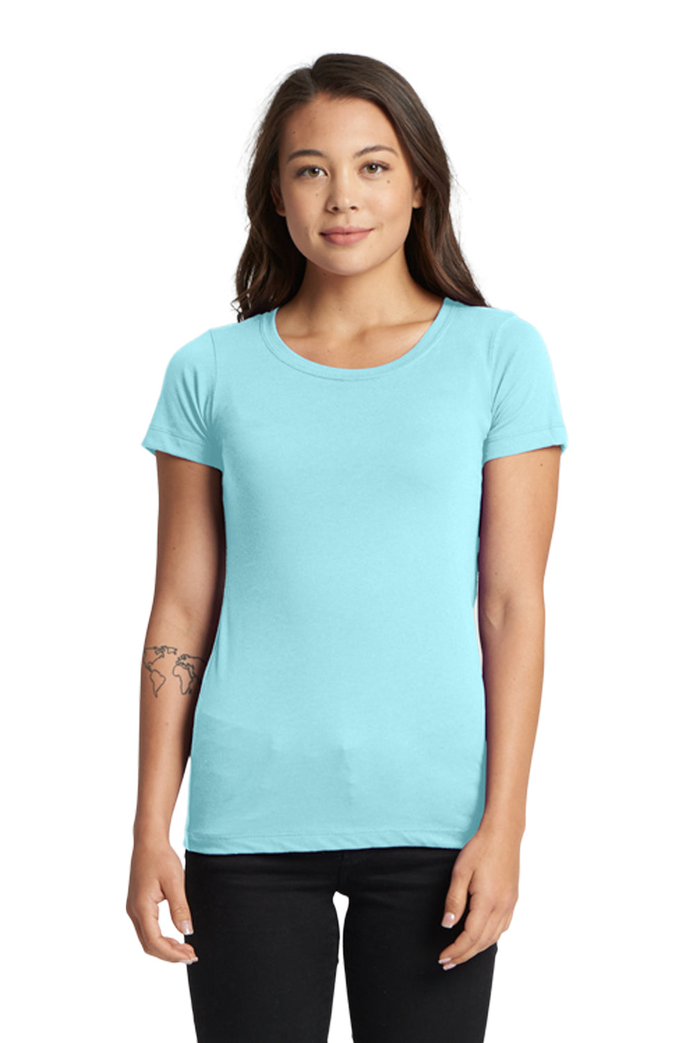 Next Level N1510 Womens Ideal Jersey Short Sleeve Crewneck T-Shirt Cancun Blue Front