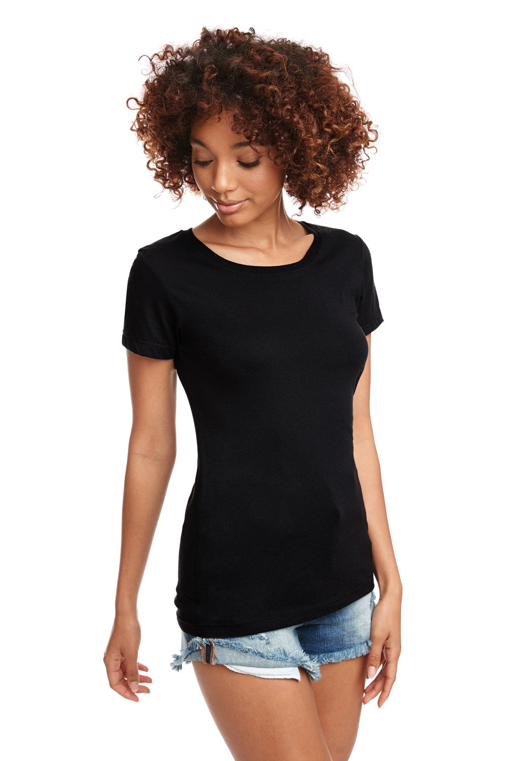 Next Level N1510 Womens Ideal Jersey Short Sleeve Crewneck T-Shirt Black Side