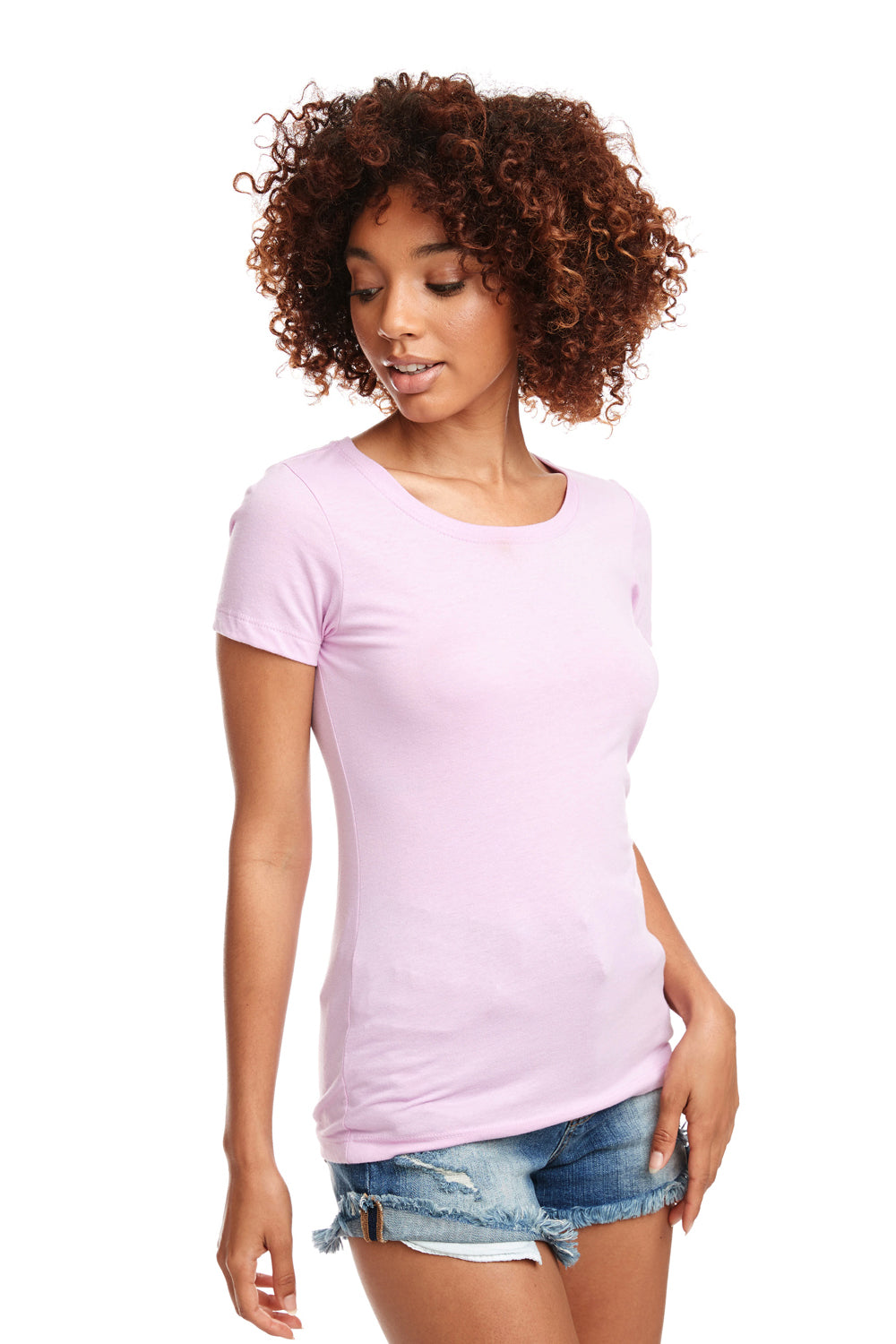 Next Level N1510 Womens Ideal Jersey Short Sleeve Crewneck T-Shirt Lilac Pink Side