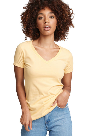 Next Level N1540 Womens Ideal Jersey Short Sleeve V-Neck T-Shirt Yellow Front
