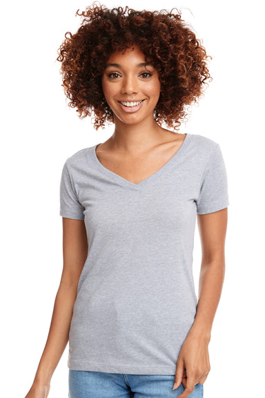Next Level N1540 Womens Ideal Jersey Short Sleeve V-Neck T-Shirt Heather Grey Front