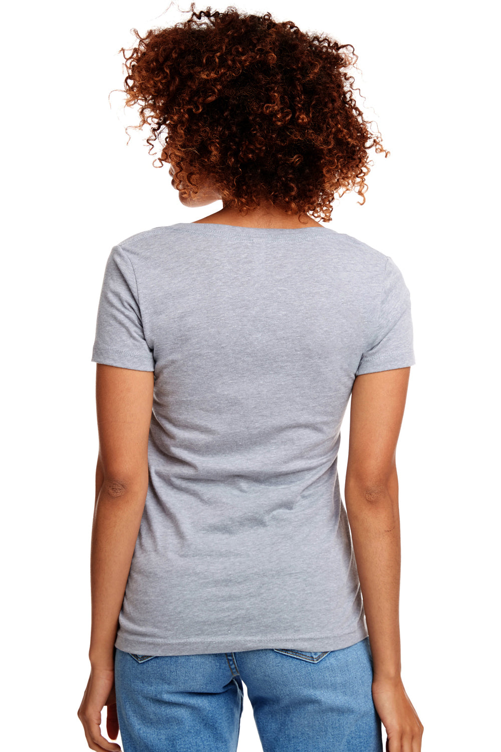 Next Level N1540 Womens Ideal Jersey Short Sleeve V-Neck T-Shirt Heather Grey Back