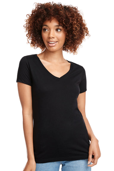 Next Level N1540 Womens Ideal Jersey Short Sleeve V-Neck T-Shirt Black Front
