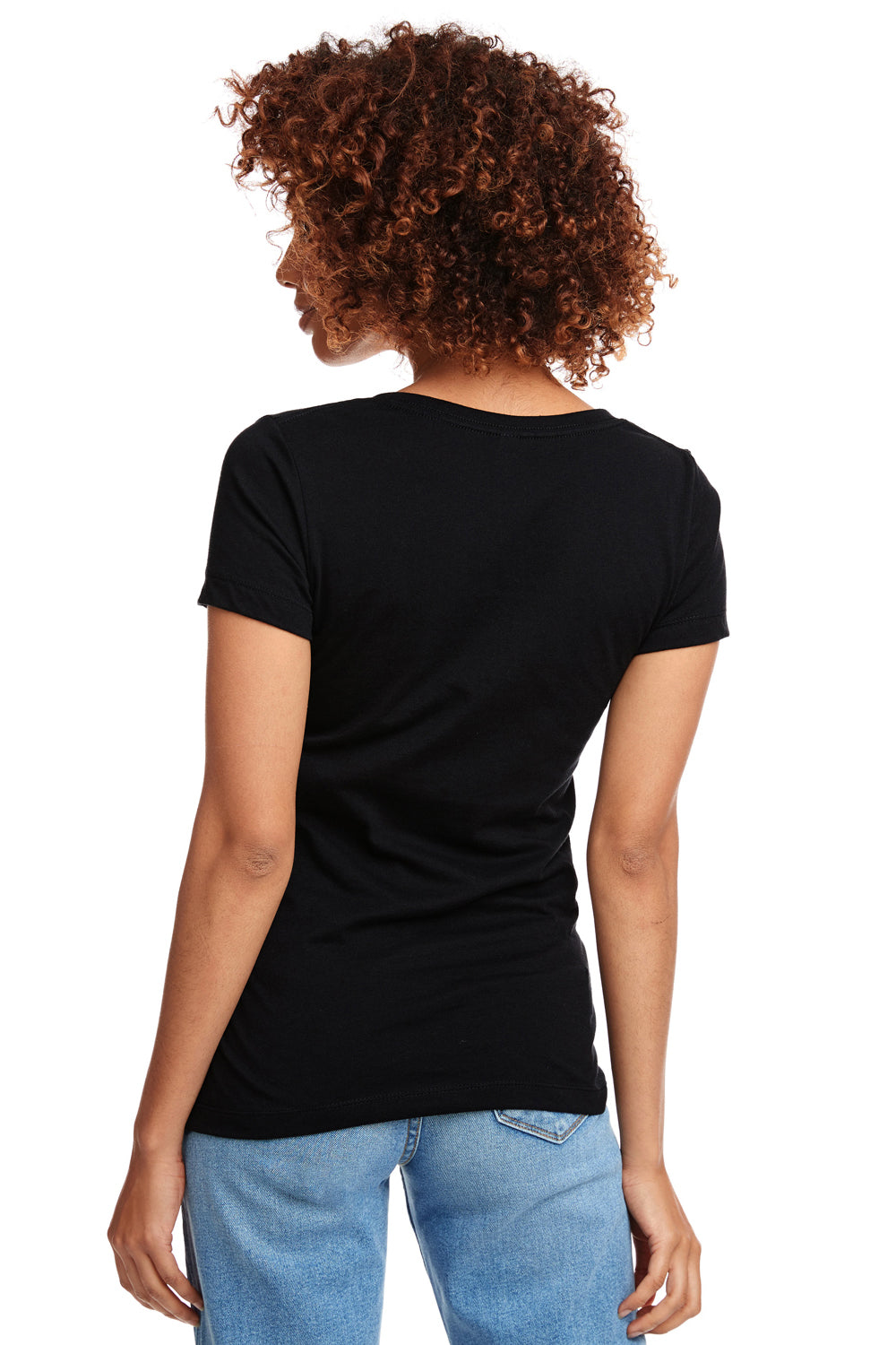 Next Level N1540 Womens Ideal Jersey Short Sleeve V-Neck T-Shirt Black Back