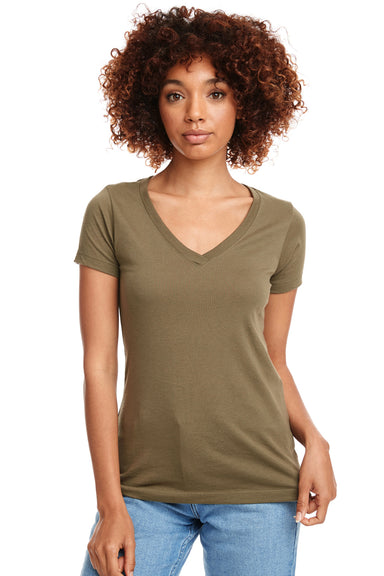 Next Level N1540 Womens Ideal Jersey Short Sleeve V-Neck T-Shirt Military Green Front