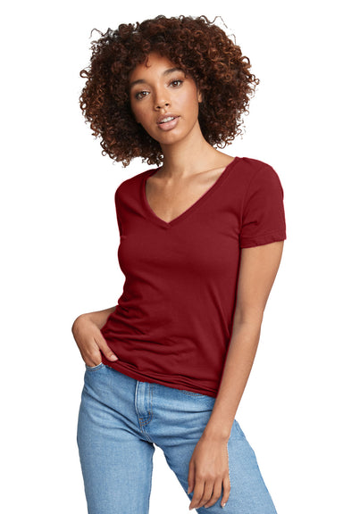 Next Level N1540 Womens Ideal Jersey Short Sleeve V-Neck T-Shirt Scarlet Red Front