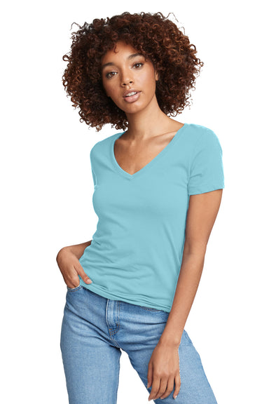 Next Level N1540 Womens Ideal Jersey Short Sleeve V-Neck T-Shirt Tahiti Blue Front
