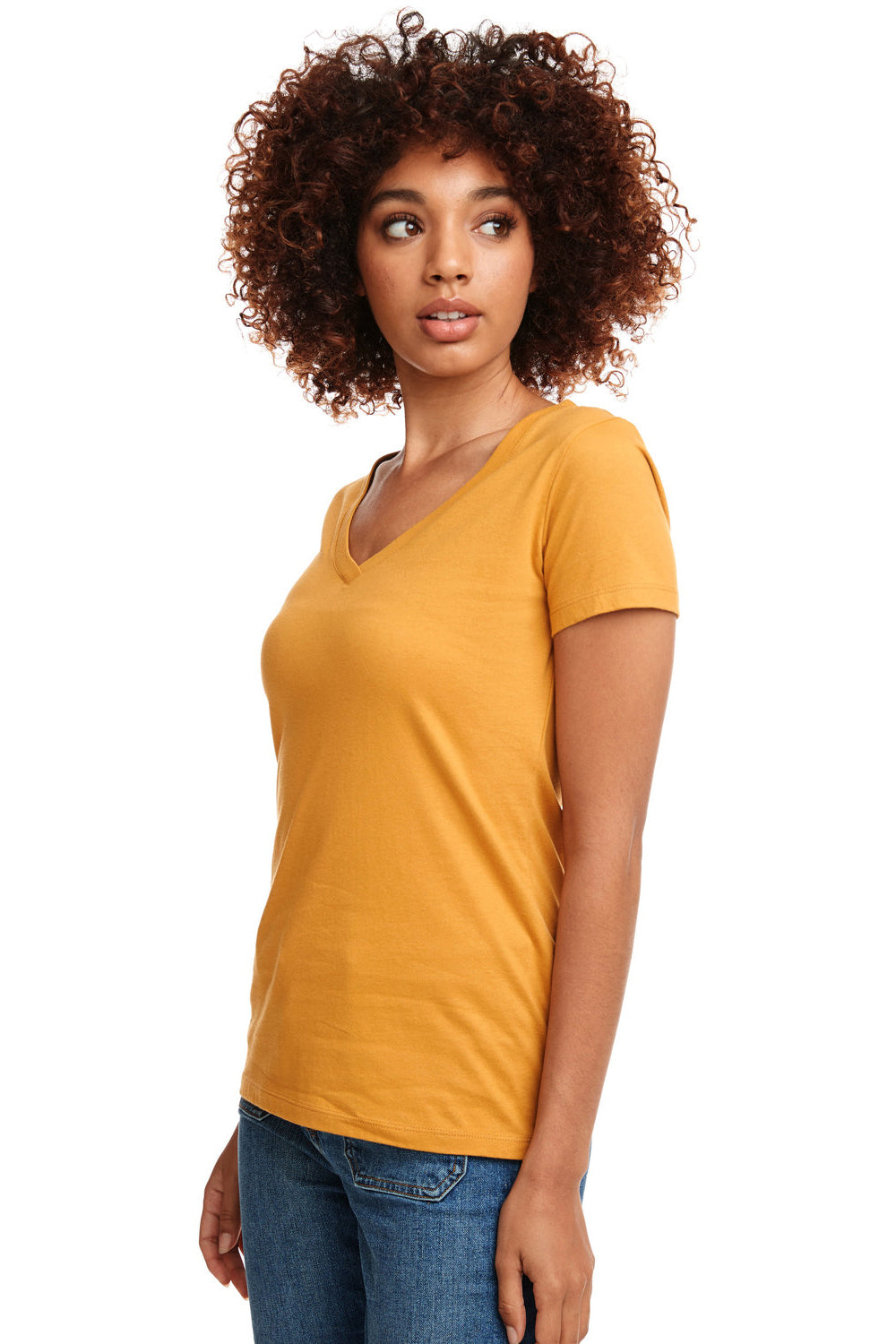 Next Level N1540/1540 Womens Ideal Jersey Short Sleeve V-Neck T-Shirt Antique Gold 3Q