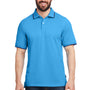 Nautica Mens Desk Short Sleeve Polo Shirt - Azure Blue/Navy Blue